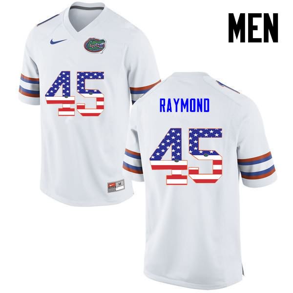 Men's NCAA Florida Gators R.J. Raymond #45 Stitched Authentic USA Flag Fashion Nike White College Football Jersey PKJ6865MR